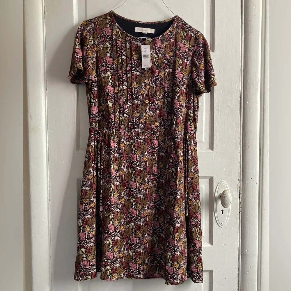 LOFT Colorful Drawstring Mini Dress - Picture 6 of 10